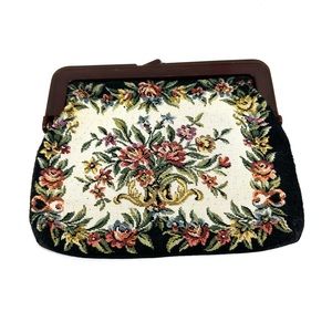 ✨SALE✨ Vintage Floral Kiss Lock Clutch Bag